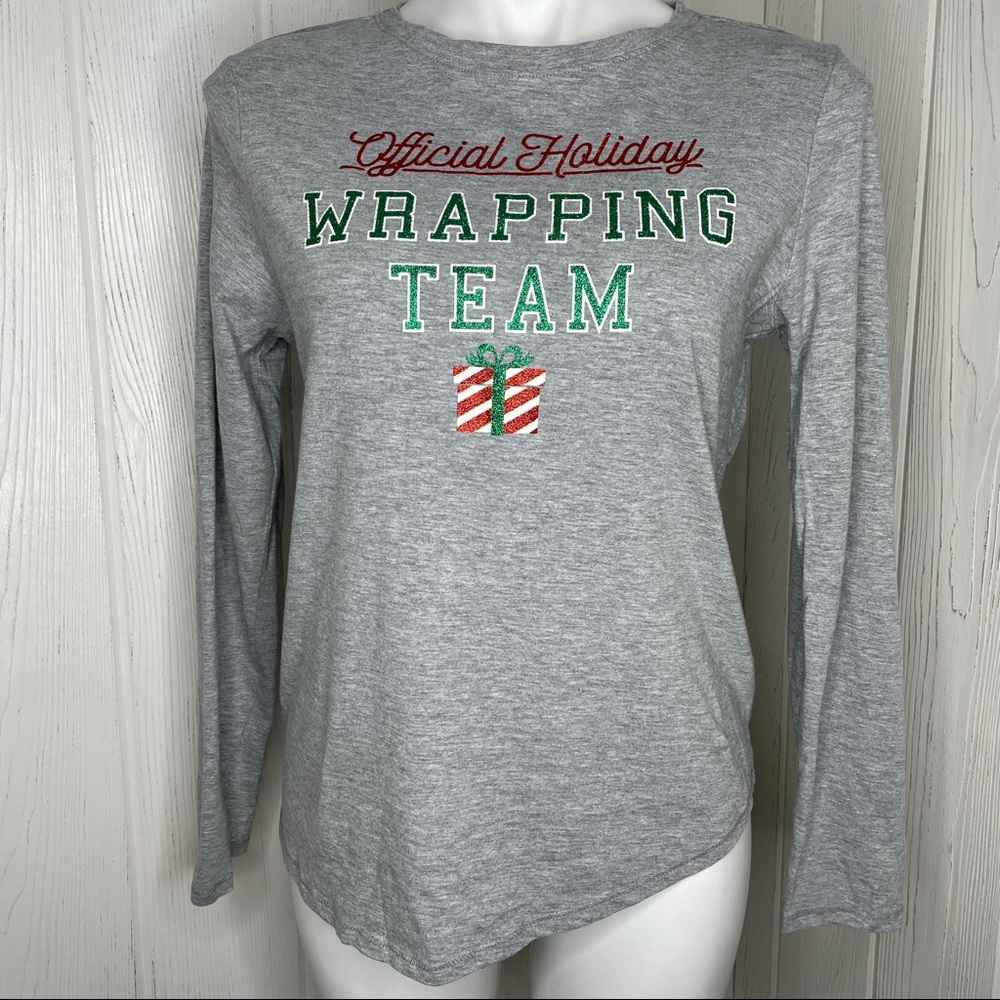 Christmas Official Wrapping Team Tee Gray L/S M